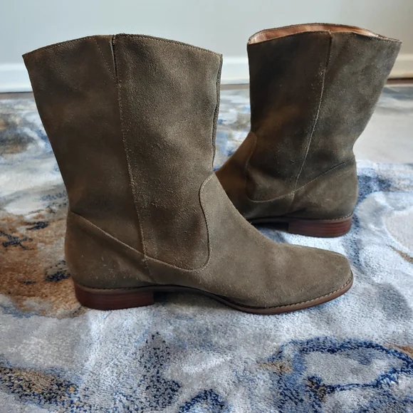 Jack Rogers Olive Suede Embellished Mid Calf Booties 9.5 - Picture 6 of 15